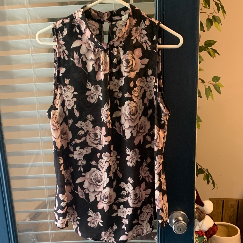 Sienna Sky Black Camisole with Pink Rose Floral